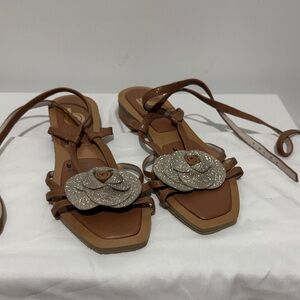 Brown and Gold Women's Sandals